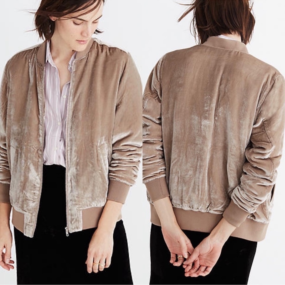 Madewell Velvet Bomber Jacket Size Medium‎ Silk Blend